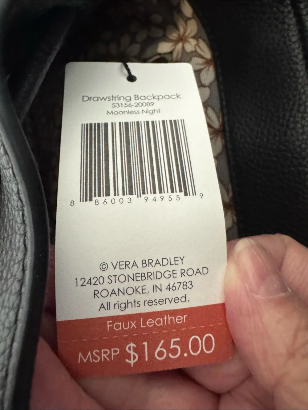 NWT Vera Bradley Faux Leather Backpack!